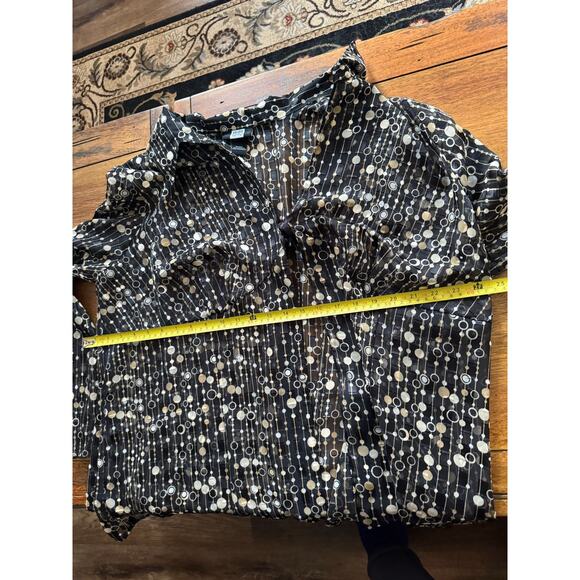 Studio 1940 Gold Black Sheer Open Front Blouse Size 26/28 Plus Size Black Blouse - Picture 5 of 9